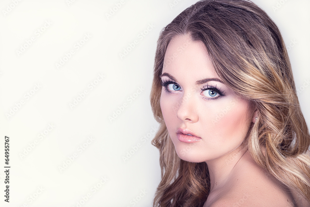 beautiful girl with makeup on white background beautiful girl with makeup on white background