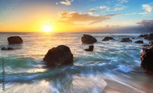 Crépuscule sur la plage de Boucan, La Réunion photo