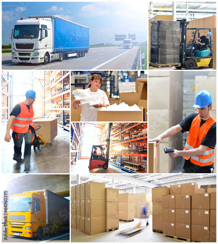 Collage logistics and freight forwarding photo