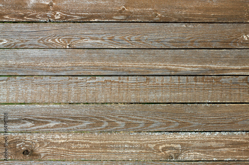 Fence from wooden horizontal planks as background closeup