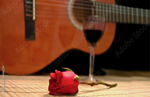 rose vine and spanish guitar romantic evening