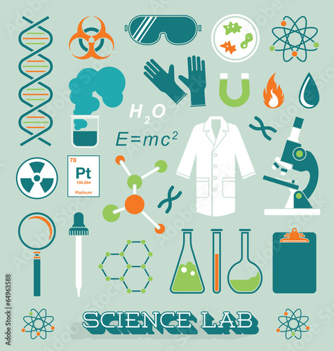 Vector Set: Science Lab Icons and Objects