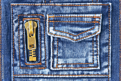 Denim fabric with pocket and zipper © Oleksandrum