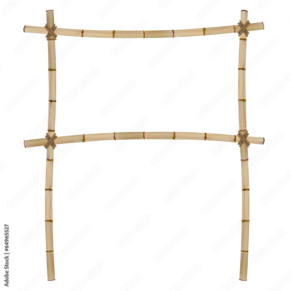 Fototapeta Frame of old bamboo sticks. Vector illustration