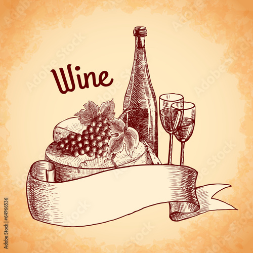 Wine sketch poster