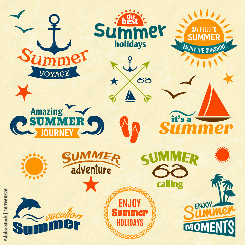 Fototapeta premium Summer element label set