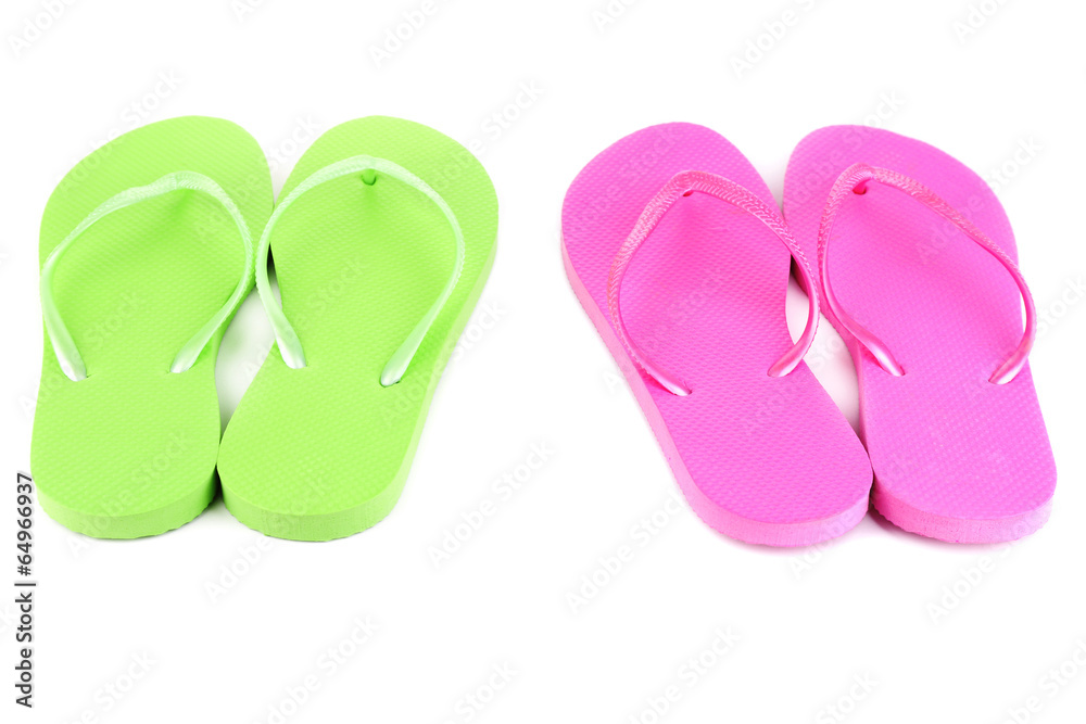Bright flip-flops isolated on white Bright flip-flops isolated on white