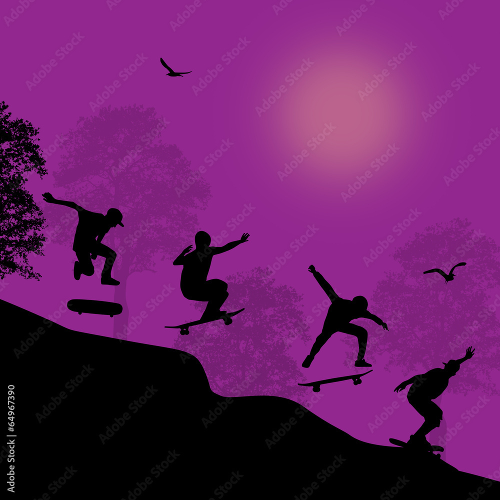 Skater silhouettes background