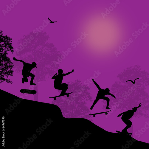 Skater silhouettes background © Balint Radu