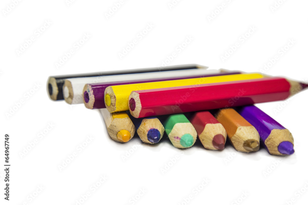 Obraz premium Two rows of colored pencils