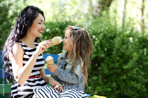Happy mom and daughter. Wal...
