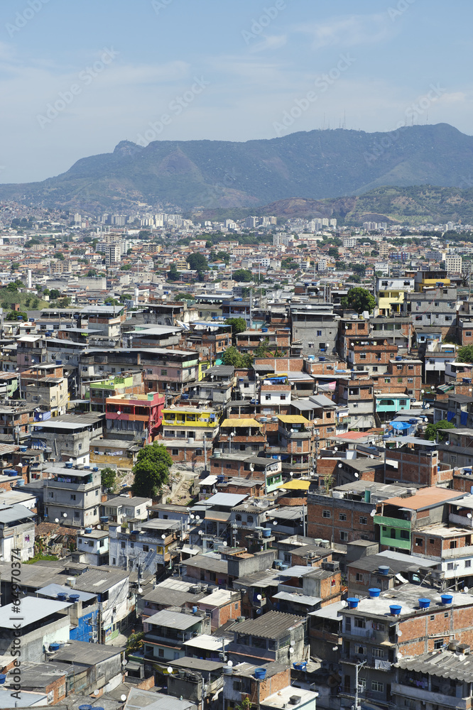 Crowded Brazilian Hillside Favela Shanty Town Rio Brazil