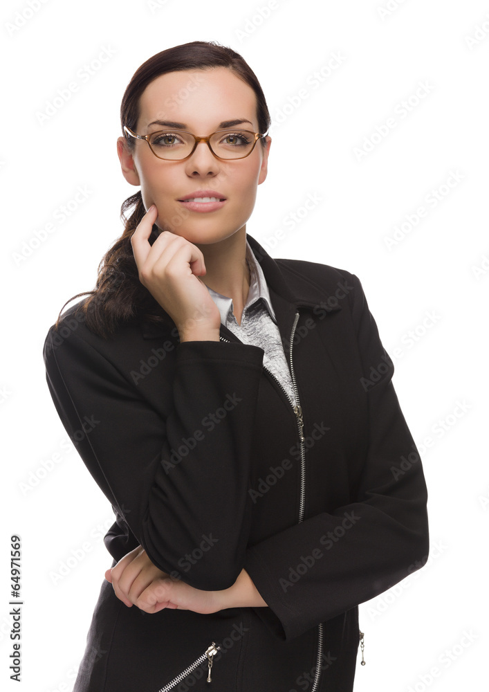 Professional Mixed Race Businesswoman Isolated on White Professional Mixed Race Businesswoman Isolated on White
