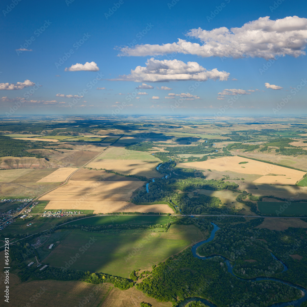 Obraz premium Top view countryside