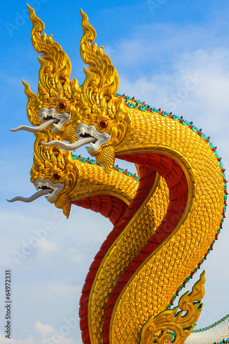 Thai style dragon statue sky background