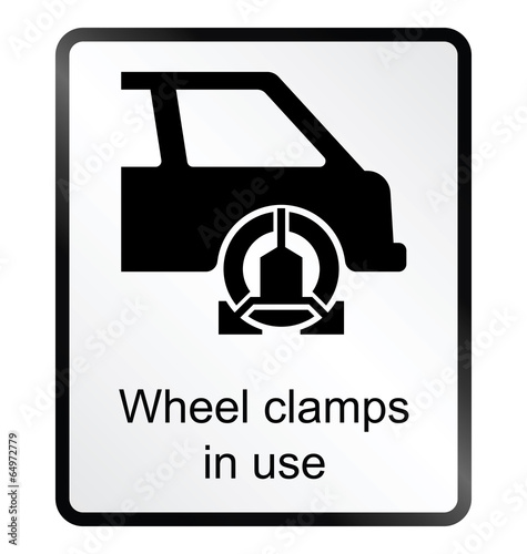 Monochrome wheel clamp public information sign