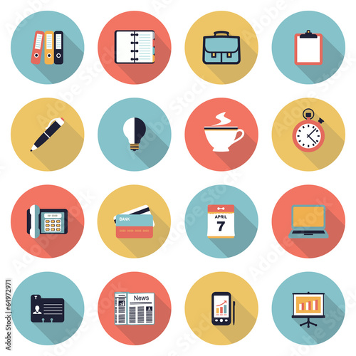Business modern flat color icons.