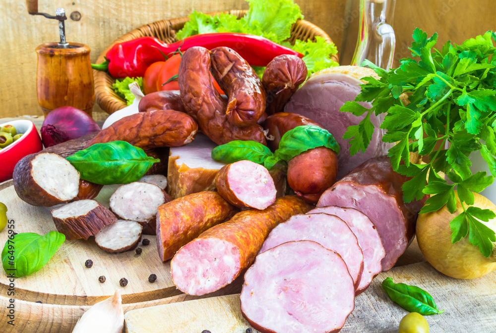 variety processed meat products vegetables