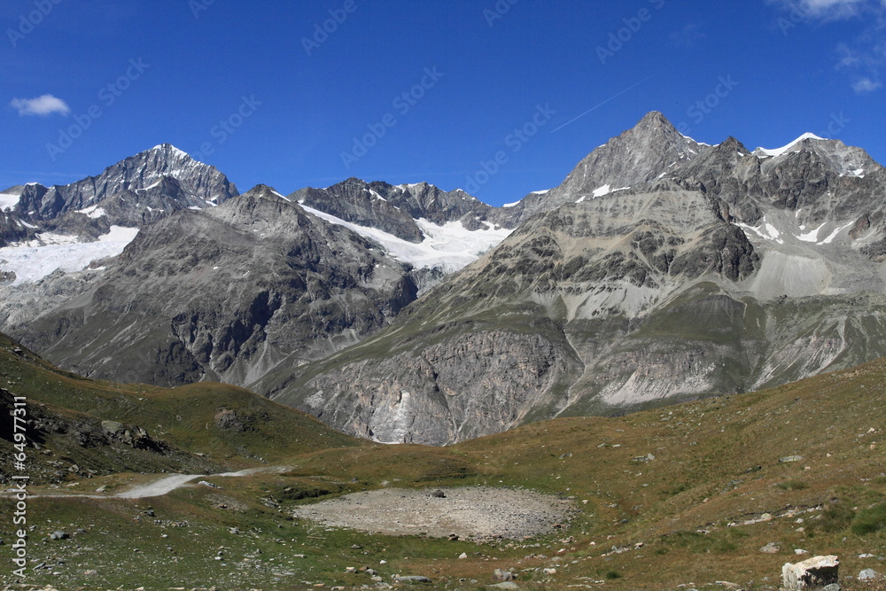 high mountain and lake near Zermatt