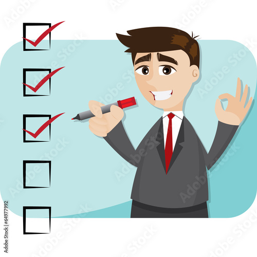 cartoon businessman with checklist