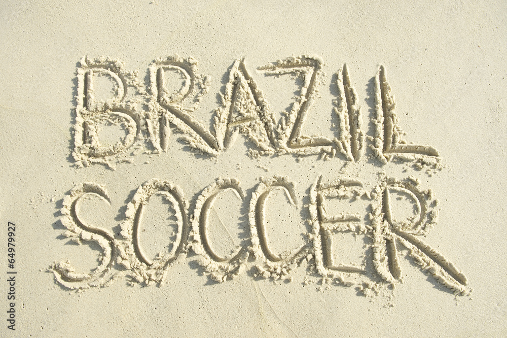 Fototapeta premium Football Handwritten Soccer Message Sand Beach