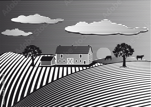 Landschaft mit Bauernhof