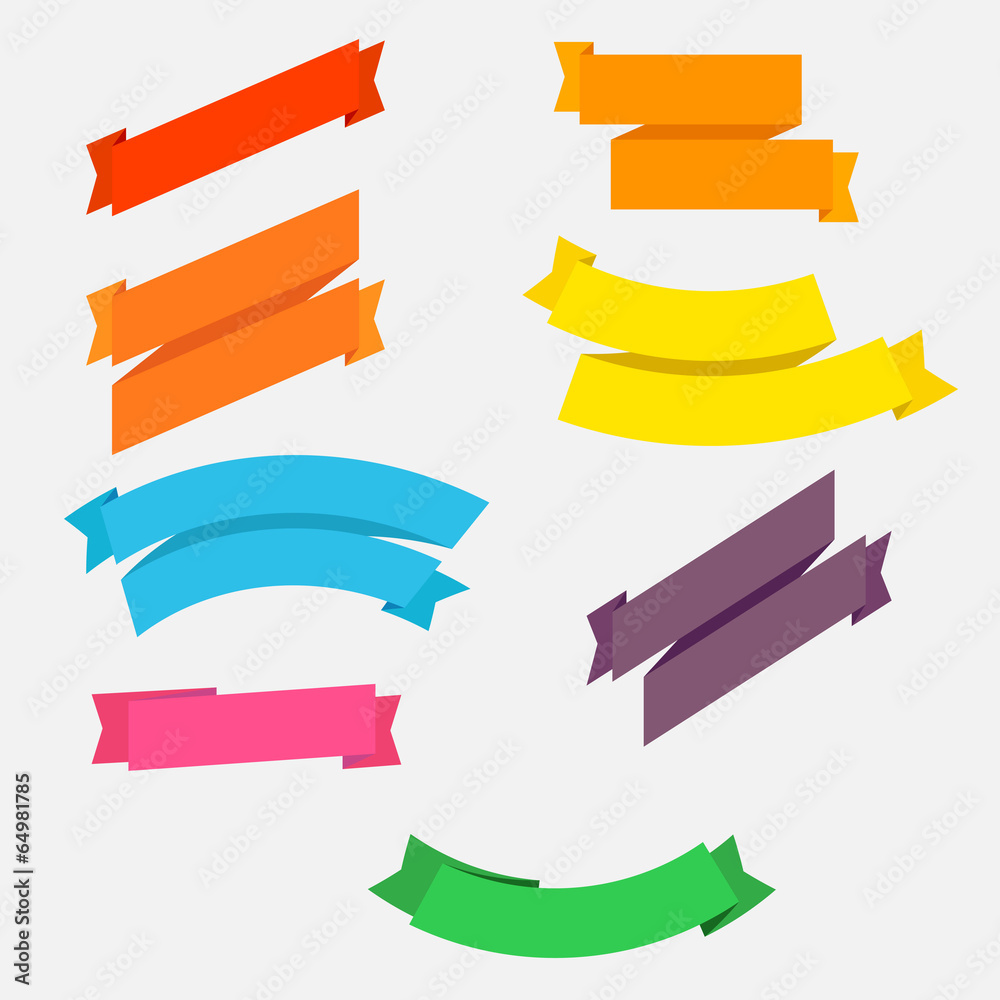 Bright colorful flat ribbons set