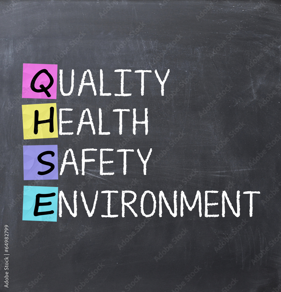 Quality health safety and environment text on blackboard Quality health safety and environment text on blackboard