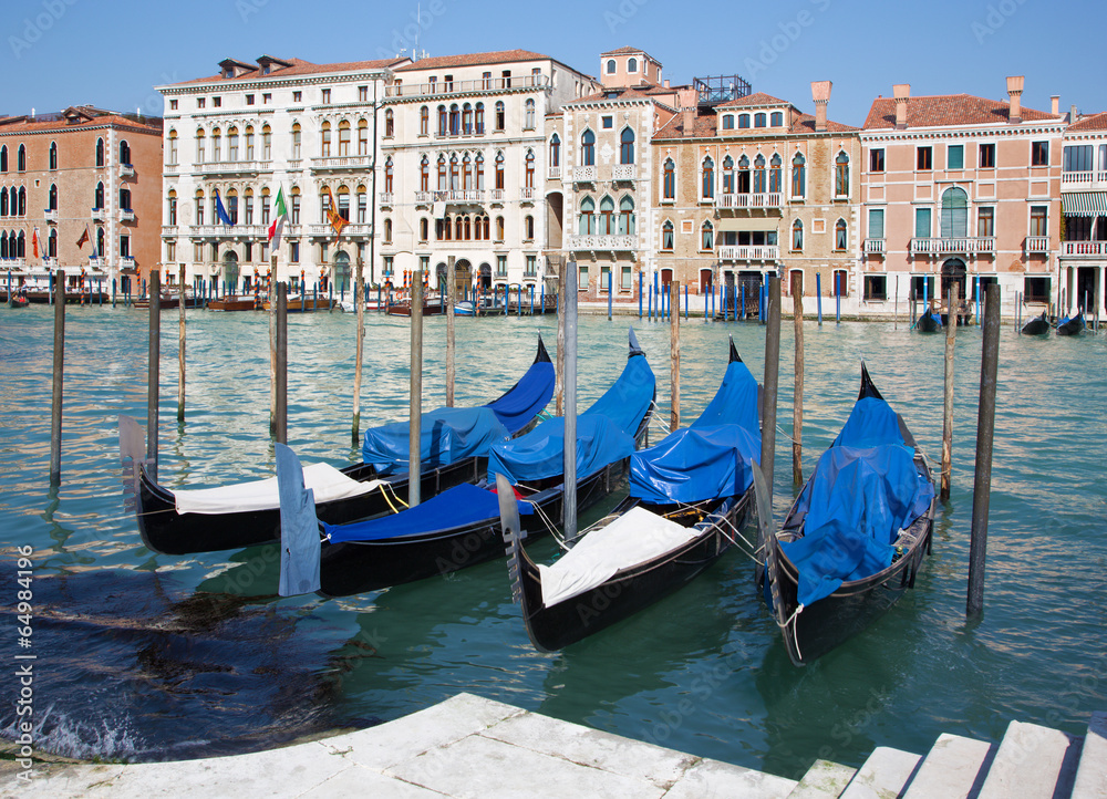 Venice - Canal grande and gondolas for church Santa Maria della