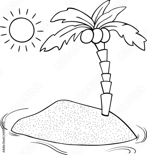 desert island cartoon coloring page