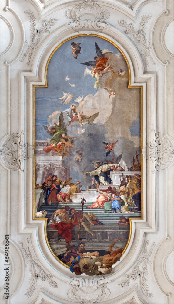 Naklejka premium Venice - Saint Dominic with the rosary and Madonna.
