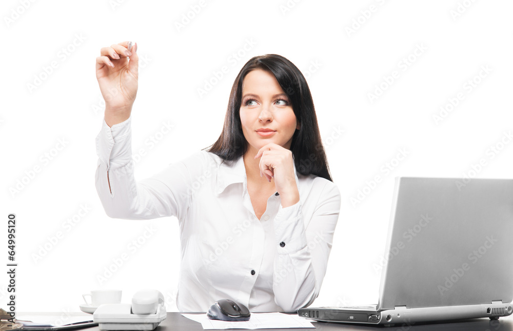 Young and attractive businesswoman working in office