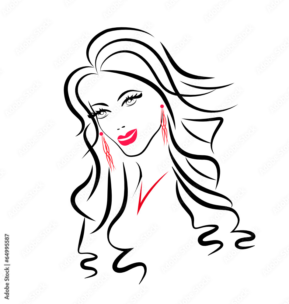 Face of beauty woman silhouette logo vector