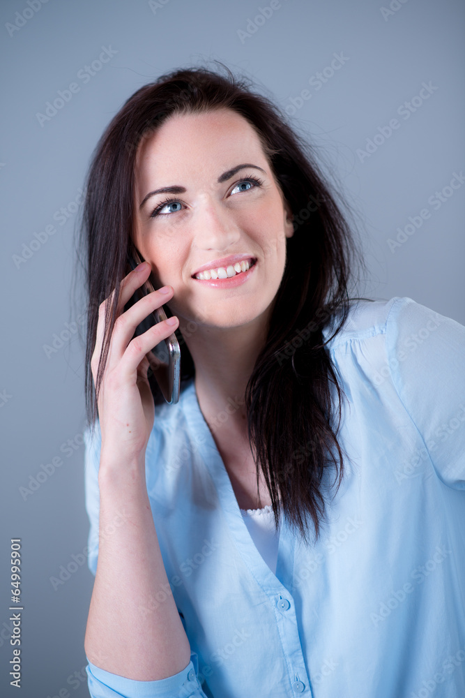 Isolated studio portrait of cheerful young woman Isolated studio portrait of cheerful young woman