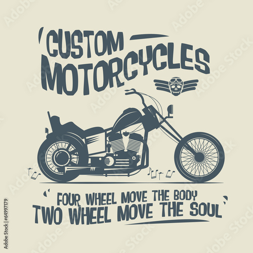 Vintage Motorcycle label or poster, vector illustration