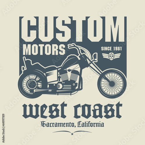 Vintage Motorcycle label or poster, vector illustration