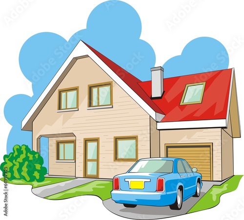 dwelling two-story house with garage