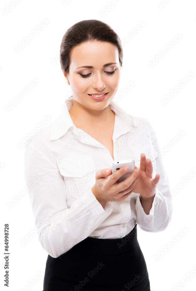 Young, successful and beautiful businesswoman with a phone Young, successful and beautiful businesswoman with a phone