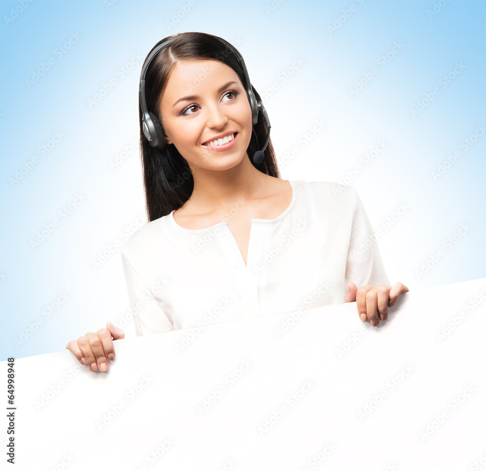 Young, confident and beautiful customer support operator Young, confident and beautiful customer support operator