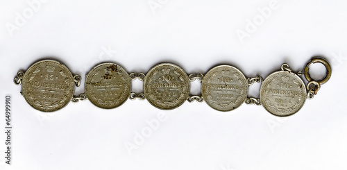 Bracelet made from russian silver coins photo