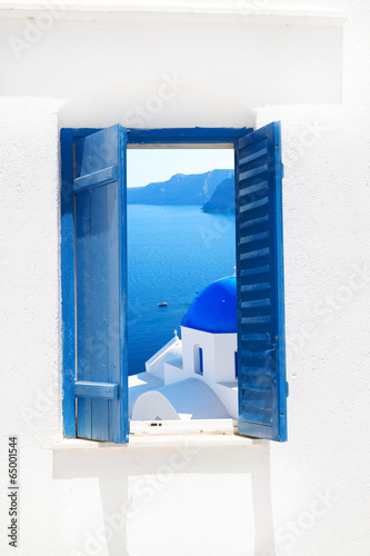 Traditional architecture of Oia village on Santorini island, Gre