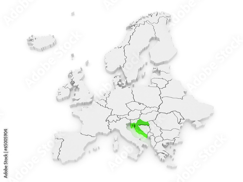 Map of Europe and Croatia.