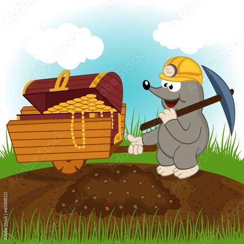 mole dug treasure - vector illustration