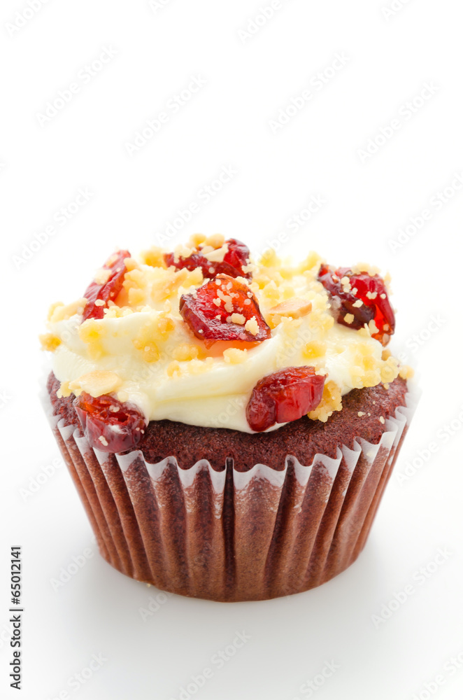Red cupcake velvet isolated white background Red cupcake velvet isolated white background