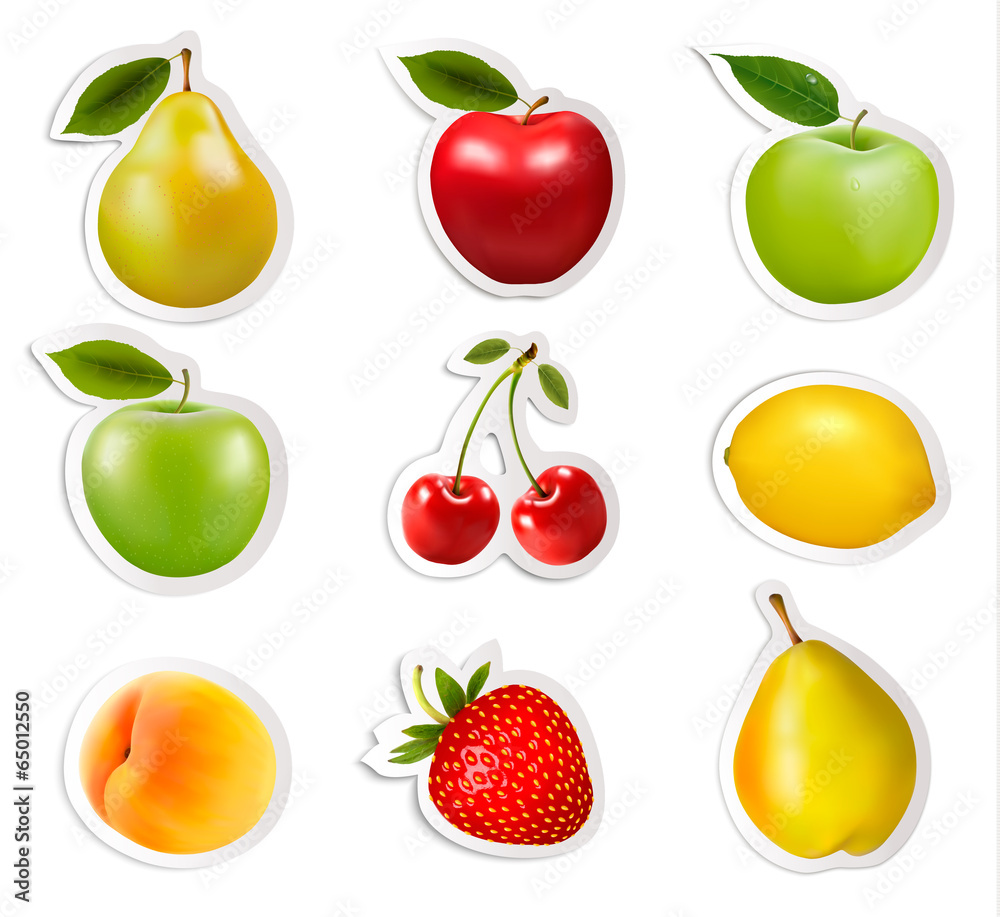 Fruit stickers. Vector. Fruit stickers. Vector.