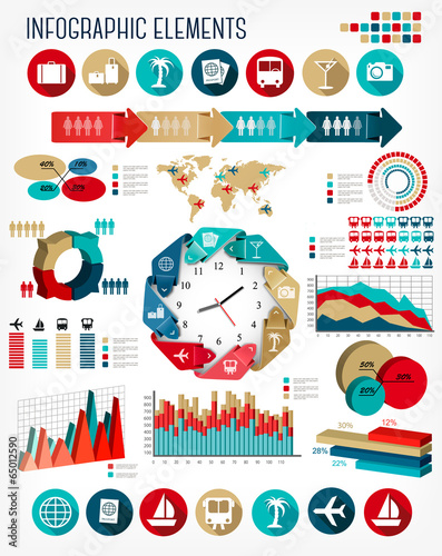 Vacation and travel infographics template. Vector.