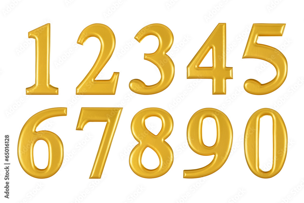 Gold wooden numbers on white background,Photograph Gold wooden numbers on white background,Photograph