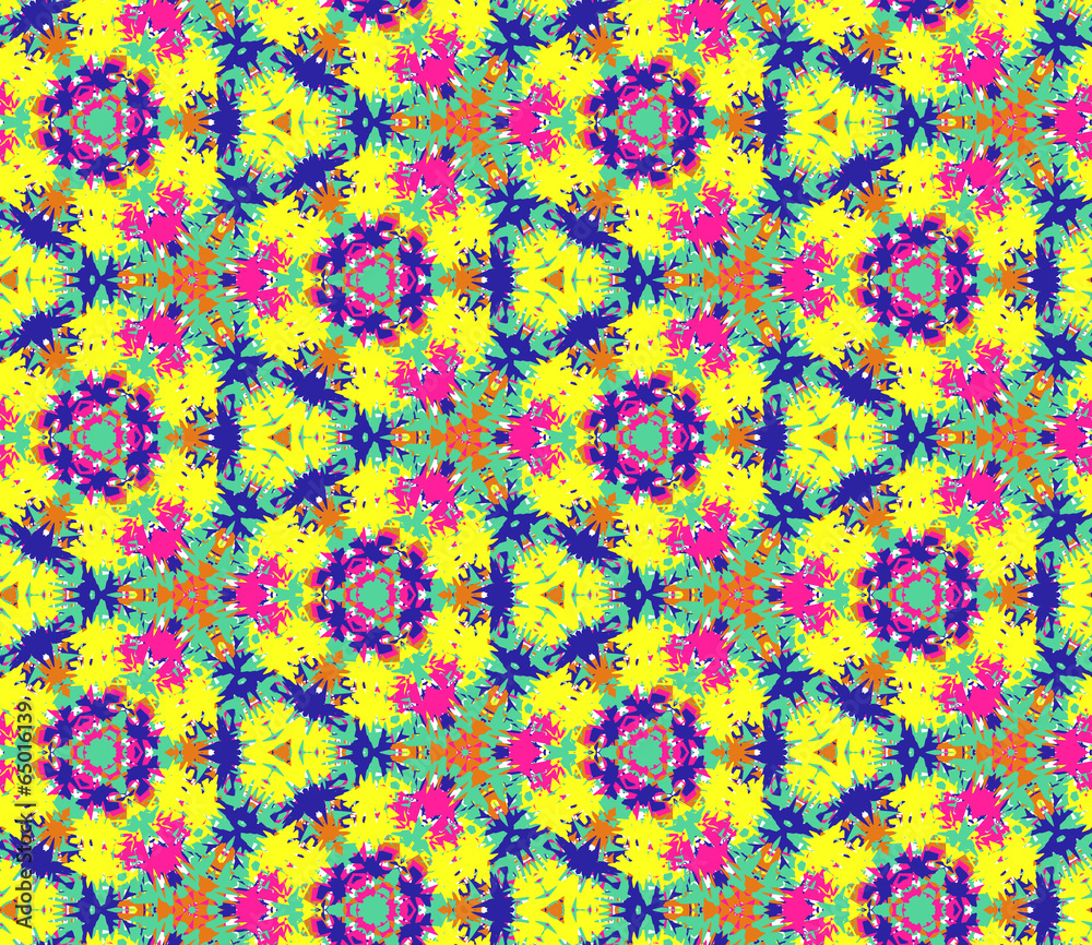 Seamless pattern composed of bright color abstract elements