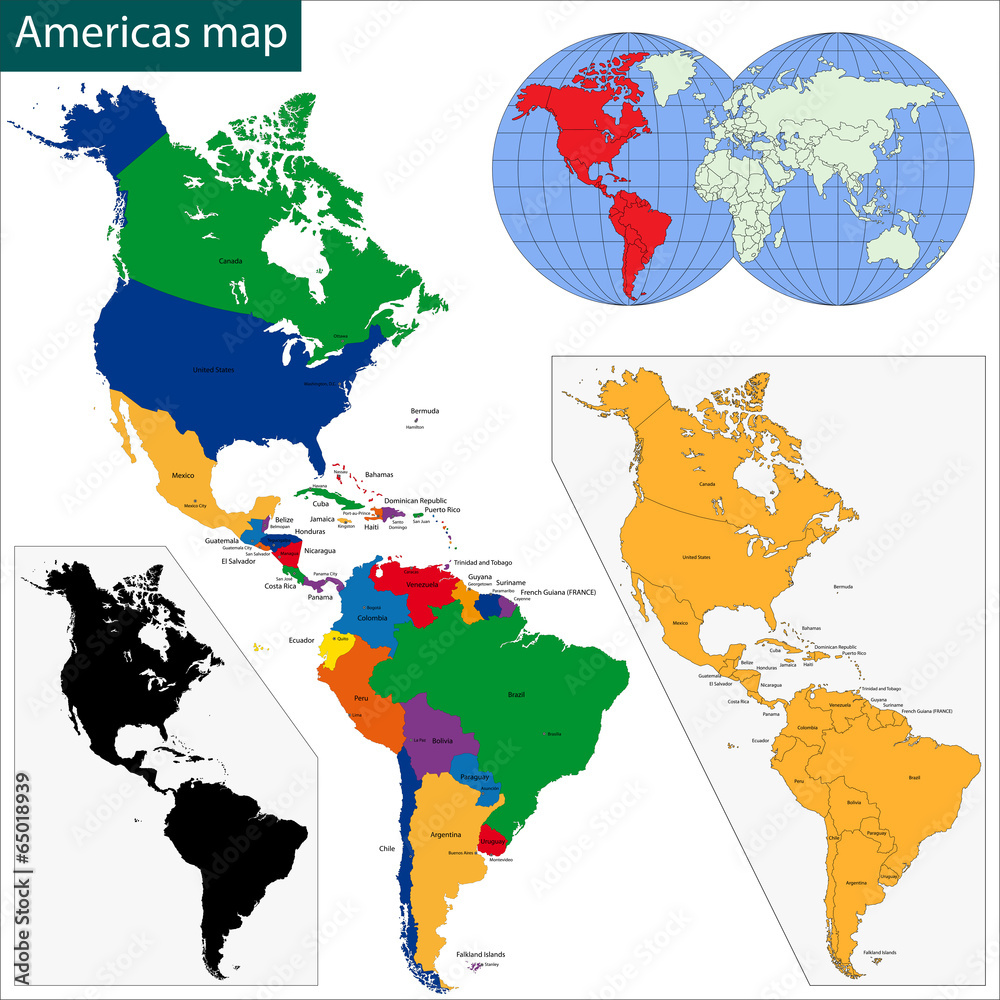 Fototapeta Americas map