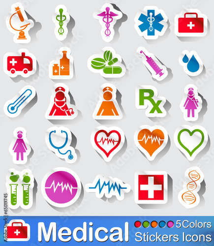 Medical stickers icons